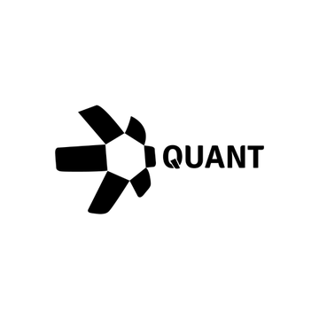 The image displays the "QUANT" company logo, featuring a stylized black pinwheel/turbine design next to the company name in bold lettering. This logo relates to the post by representing Quant, the company that has been selected by The Clearing House to power a US network for clearing and settling tokenized bank deposits.
