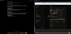 A blurred, dark screenshot showing what appears to be an interface or webpage with lists and a top menu bar.