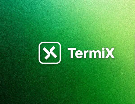 The TermiX logo appears in white text with an X icon on a green textured background.
