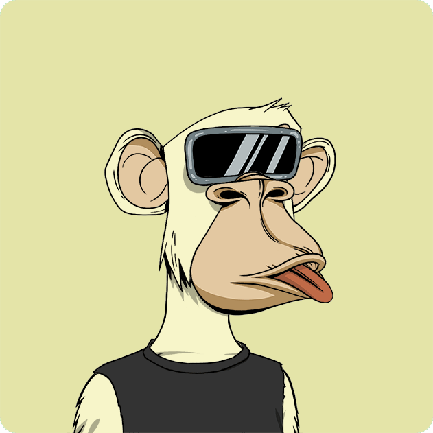 A cartoon illustration of a bored-looking monkey wearing sunglasses and a black tank top.