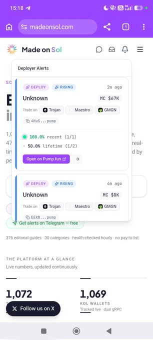 The focus of the image is a cellphone screen showing a web page from Madeonso.com, which appears to be a blog or news site. The webpage has several features such as an alert pop-up window with some text displayed on it in purple (possibly "Madeonso.com" and "Deployer Alerts") and the status bar indicating that it is open. There are also multiple notifications visible on the screen, including one about an unknown deployment alert. The image does not provide information regarding the source of the webpage or its purpose, but it seems to be related to the blog made by Madeonso, potentially addressing deployment issues, as suggested in the text displayed within the pop-up window.