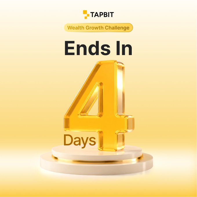 Tapbit 'Wealth Growth Challenge' promotional image displaying a 3D golden number '4' indicating the event ends in 4 days.