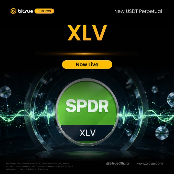 Bitrue Futures promotional graphic announcing the new USDT Perpetual contract for XLV (SPDR) now live.