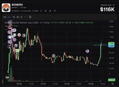 A financial trading chart displaying Bitcoin/USD on the Binance exchange with an upward price trend, annotated with multiple profile pictures and showing a current value of $116K.