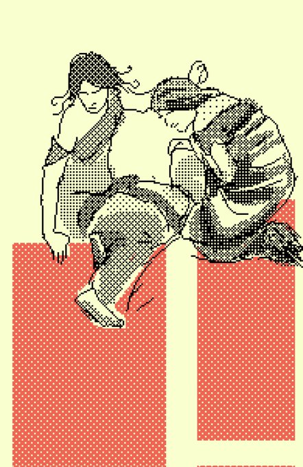 A halftone illustration of a sorrowful figure sitting slumped while another person leans over to comfort them, visually conveying the title "Tragedy." The accompanying text indicates this is a 6/6 edition piece minted on TEIA, with the "n" symbol referencing the XTZ ticker for Tezos.