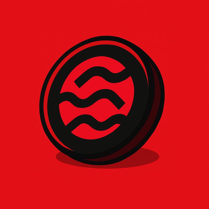 A black circular emblem with stylized wavy lines sits against a bold red background, visually reinforcing the post's message about fast-moving capital on the $SEI ticker by evoking themes of motion and momentum.