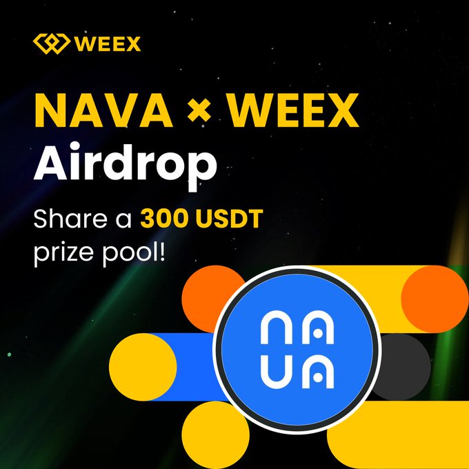 A promotional poster for "Nova X" features a black background with white text, promoting an Airdrop prize pool and encouraging users to share a $300 USDT token.