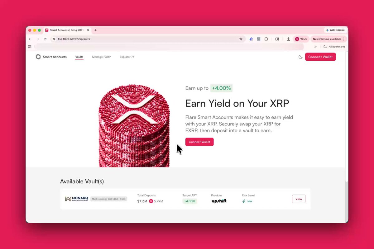 The image shows a screenshot of a website called "Flare Smart Accounts" with Korean and Japanese text displayed on it. The website appears to be offering a vault service that allows users to store their digital assets securely for a fee, which can be accessed through the provided link in the image. The post also mentions that the app is available in multiple languages, including Korean and Japanese, making it accessible to a wider audience.