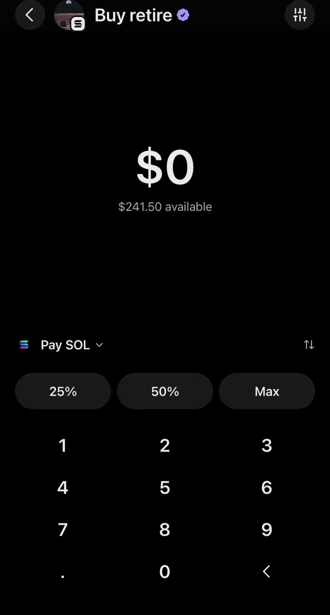 The image shows a phone screen with a black background, displaying a calculator app that has a $0 dollar amount available for purchase. The text "Happy DCA Friday" is also visible in the image.
