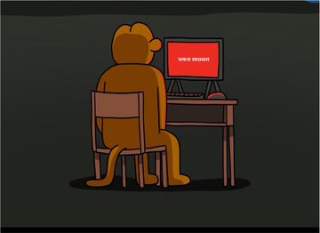 A cartoon illustration of a yellow bear-like character sitting at a desk viewed from behind, looking at a computer monitor displaying 'YOU'RE HACKED' in red text.