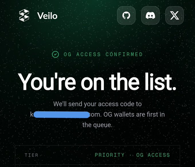 "Early Alpha" Veilo Waitlist Is Now LIVE Cost: $0 Time: 1 Minute Airdrop: Confirmed @veilolayer has opened its early access waitlist & OG pass access for users interested in privacy-focused tools on @solana. Veilo is building an all-in-one privacy layer for".