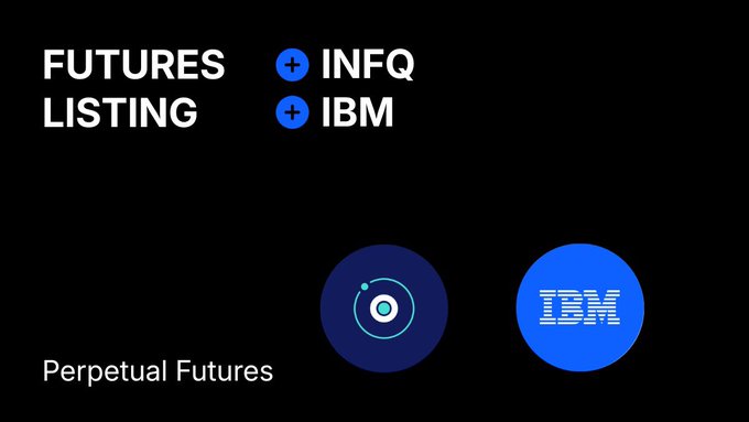 The image features a black background with white text that reads "Futures listing Infq IBM". The text is arranged in a bullet point format, making it easy to read and understand. The main focus of the image is the text itself, which provides information about the listing of futures for both IBM and Infq companies.