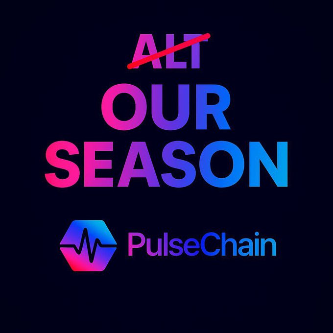 A promotional graphic with 'ALT OUR SEASON' text in pink and blue gradient above the PulseChain logo on a dark background.