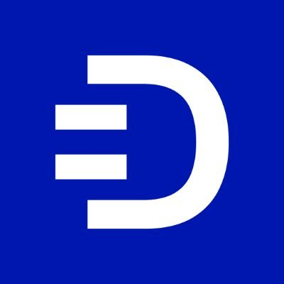 The image features a blue square with white text that reads "D" at the center, surrounded by three vertical lines. The background of the image is also blue, creating a cohesive color scheme for the logo. The content of the image appears to be related to the concept of cryptocurrency or digital currency, as suggested by the post's title and the presence of the "D" logo.