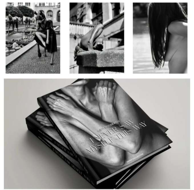 This would be a caption for those 2 images, "On the precipice of art and nudity, a monochromatic journey unfolds through the lens and pages of a remarkable book. After a groundbreaking year with 109 books finding new homes, the final two copies await their fate, as only 0.08E remains in price for the final lucky owners. This is not just a book sale; it's the end chapter of an artistic quest."