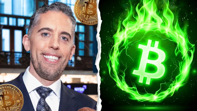 The image features a man wearing a suit, standing next to a green fire logo with a Bitcoin symbol. The text above him reads "Strive CEO just said live on CNBC to buy the Bitcoin dip RIGHT NOW because EVERY time Bitcoin has hit the 200 week moving average it has ALWAYS bounced!!! Has THE 200 WEEK MOVING AVERAGE EVER FAILED A BITCOIN Buyer?". This message is related to the Bitcoin market, as the man in the suit represents a successful Bitcoin buyer.

The image also includes several Bitcoins scattered around the scene, with one of them being the Bitcoin symbol. The presence of these Bitcoins and the fire logo suggest that the post might be promoting Bitcoin trading or discussing its potential benefits for investors.