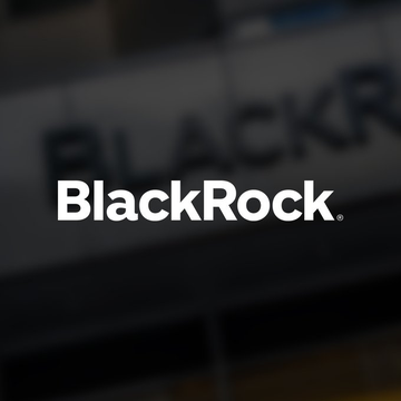 The BlackRock logo is displayed with the company's name in white text against a dark background featuring a faintly visible corporate signage. The image ties into the announcement about BlackRock incorporating Ethena's USDe token into its vast investment platform.