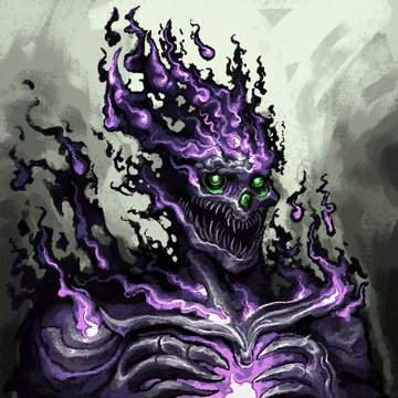 A menacing dark figure with a gaping toothy maw and glowing green eyes wreathed in swirling purple flames emerges from shadowy tendrils. The eerie on-chain artwork visually embodies the post's theme of spreading corruption, paired with a free mint promotion teasing Robinhood's upcoming NFT collection.