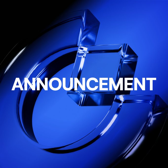The image displays a blue metallic 3D design with the word "ANNOUNCEMENT" prominently shown, serving as a visual alert for the $SPCX share unlock event. This graphic complements the post's news that the second batch of SpaceX ($SPCX) shares was officially unlocked on September 3 at 12:00 UTC, releasing 7% of the original total allocation.