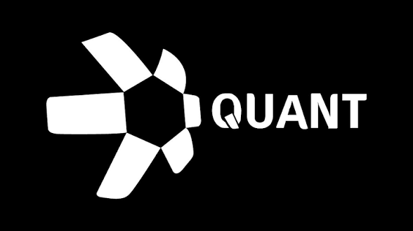 A black background featuring a white stylized pinwheel logo alongside the text 'QUANT'.