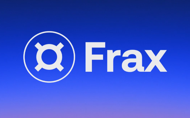 The 'Frax' logo in white text with a circular symbol on a blue gradient background.