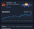 The image shows a cryptocurrency token chart displaying "RENDER" with a price of $0.02572, showing a recent upward spike from around $0.0249 to $0.0257. While the post promotes a chat-based prediction game tied to NBA Finals and mentions "67 Balling" farming rewards, the chart appears to illustrate a price movement that visually echoes the "shot-making" or "scoring" theme of the promotional content.