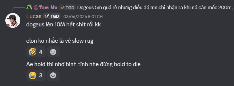 The image features a text message conversation between two individuals, both of whom are Lucas Vu. They seem to be discussing something related to a meme or a joke that they found amusing. The discussion takes place in a chat format, as evidenced by the use of emojis and exclamation marks throughout the conversation. The background color appears to be dark, which is typical for a chat application's interface during nighttime.