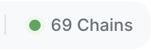 A green status indicator displays "69 Chains," suggesting that the relay.link protocol supports or is connected to 69 blockchain networks. The image reinforces the post's enthusiasm about building on relay.link by highlighting its extensive cross-chain compatibility.