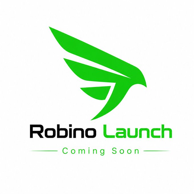 A logo graphic on a white background features a green stylized bird emblem above the text "Robino Launch" and "Coming Soon."