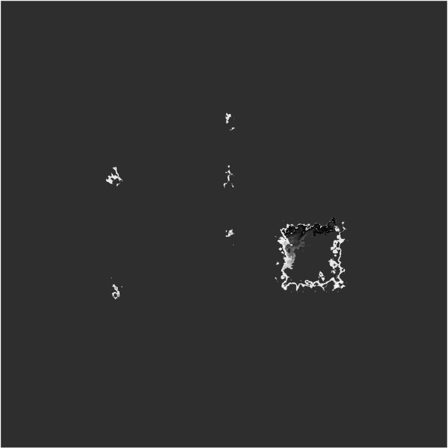 The image features a black background with white shapes scattered throughout. The most prominent shape appears to be a square or rectangle, which stands out against the dark backdrop. The rest of the shapes are smaller and less distinct, blending into the overall composition. The image does not contain any text or additional objects, making it difficult to determine what the post is about.