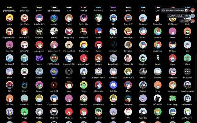 A grid display of user avatars from an online community (appears to be Reddit/Snoo-style icons) with usernames visible underneath, showing dozens of colorful profile pictures on a black background.