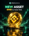 A promotional graphic stating 'NEW ASSET BNB is now live' on the chainup.org platform, featuring a golden BNB coin.