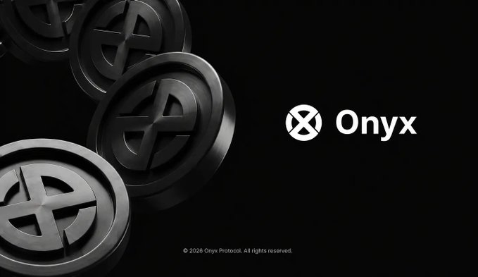 This image features a dark, metallic design with the Onyx logo and the text "Onyx" prominently displayed. It visually represents the launch of Onyx Mesh and the new era for $XCN mentioned in the accompanying post.