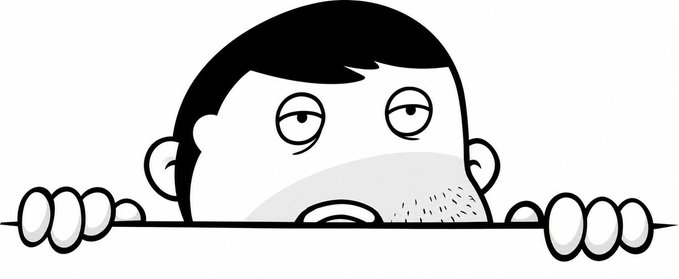 A black-and-white cartoon shows a tired-looking man with heavy-lidded eyes, stubble, and a downturned mouth peeking over a ledge with both hands gripping the edge, conveying exhaustion or defeat. The image fits the post's request as a relatable "mood" meme—capturing the feeling of being worn out, fitting a meme-gallery submission contest. No text or numbers appear in the image.