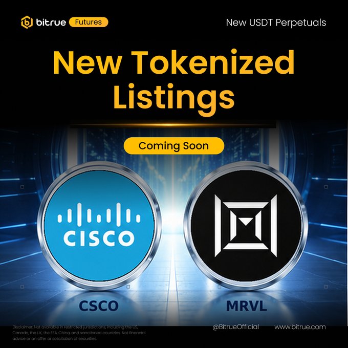 Bitrue Futures announces upcoming tokenized listings for new USDT Perpetuals featuring $CSCO (Cisco) and $MRVL (Marvell), highlighting these AI infrastructure leaders as they gain investor attention during earnings season.