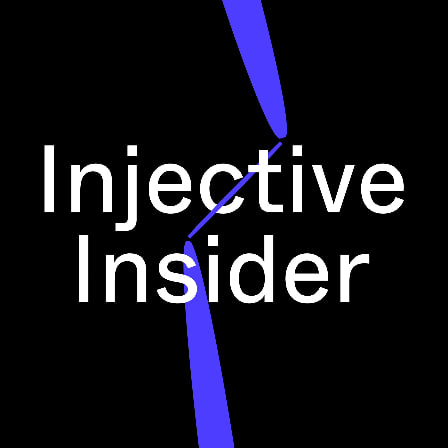 A black logo with a blue swoosh design reading 'Injective Insider'.
