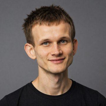 The image shows a young man with short, spiky light brown hair, smiling subtly at the camera against a gray background, wearing a black shirt. In context with the post, the man appears to be Vitalik Buterin, the Ethereum co-founder, whose warning about AI-accelerated math threatening lattice-based and ECDSA cryptography ties directly to this portrait of him.