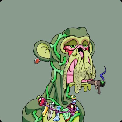 A cartoon illustration of a zombie-like character with green slime, drooling tongue, and red eyes, smoking a cigar, with small figures on its clothing, set against a gray background.