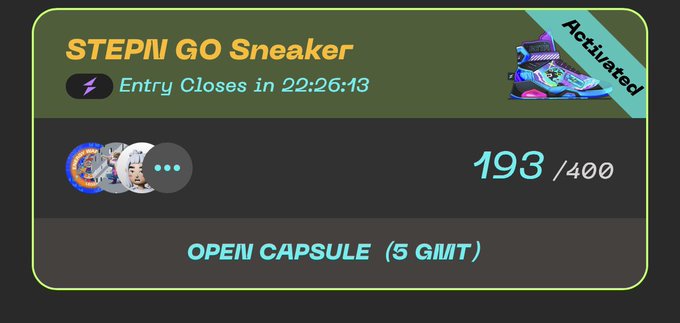 The image features a green sign with white text that says "StepN Go Sneaker" at the top, followed by a list of sneakers available for purchase. The sneakers are described as "StepN Go Sneaker", "Open Capule", and "5GTM". There is also an image of a sneaker on the right side of the sign. The post appears to be promoting a challenge or contest related to sneakers, possibly encouraging people to participate in it by purchasing one of the sneakers featured on the sign.