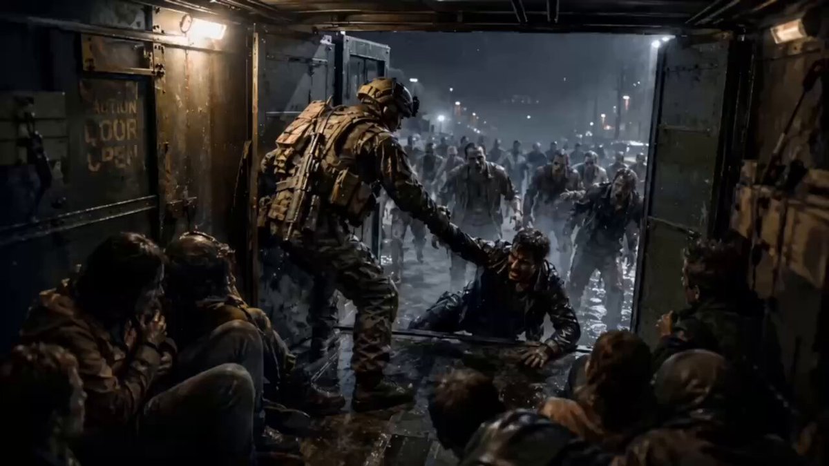 The image shows a group of people inside a vehicle, with some of them appearing to be soldiers or military personnel assisting others who are struggling to get out. The scene takes place at night, adding an element of darkness and mystery to the situation. The post suggests that there is a connection between the image and Bitcoin, as it mentions "US stocks. AI stocks. BTC. All in one place. Licenced. Secure. Smooth." This implies that the image might be related to Bitcoin or cryptocurrency trading, with the soldiers possibly providing assistance during an emergency or crisis situation involving digital assets.