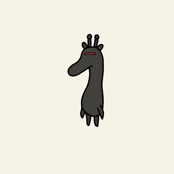A simple, hand-drawn cartoon illustration of a dark-colored giraffe with a long neck, two small ossicones, and a subtle smile, set against a plain beige background. The image represents the second "honorary giraffe" being awarded to @twitt_tr, humorously highlighting the joke of giving him the NFT under threat of having the treasury drained.