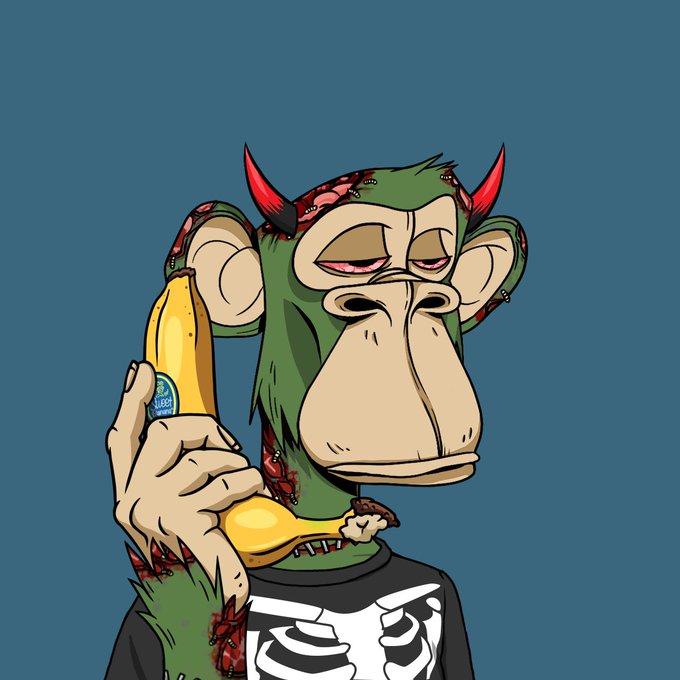 The image portrays a stylized NFT artwork of a monkey smoking a banana, with a background story emphasizing the joy of collecting over the pursuit of profit, encapsulating the sentiment that the pleasure of collecting remains constant despite market fluctuations. The piece symbolizes the blend of whimsy and nostalgia that keeps the NFT community engaged.