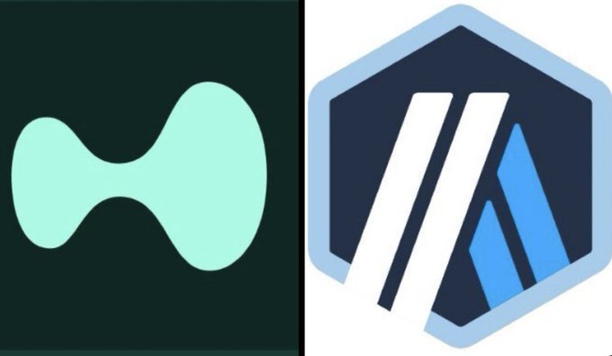 Two logos side by side: a green abstract 'M' shape on a dark green background on the left, and a hexagonal logo with stylized 'A' or 'M' shapes in white and blue on the right.