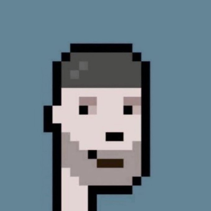 A pixel art portrait of a bearded man with a dark cap, rendered in blocky 8-bit style against a blue background, pairing with the "GM CT" message to evoke a retro gaming aesthetic.
