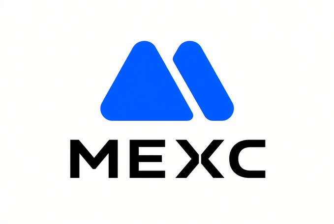 The MEXC logo, displayed with a blue triangular 'M' icon above the black text 'MEXC' on a white background.