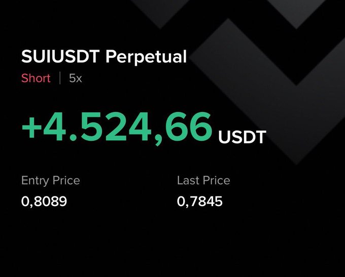 The image displays a graphic showing a chart of a cryptocurrency that has experienced a significant increase in value over the past 24 hours, as indicated by the upward trend shown in the graph. The title of the image reads "Sui As i said Others are going down and rejected at resistance. So it’s not good for #altcoins this time Click on the link to join our free premium trading group t.me/futurestrading ...". This graphic appears to be related to a discussion or analysis of the cryptocurrency's performance, possibly in a trading context.