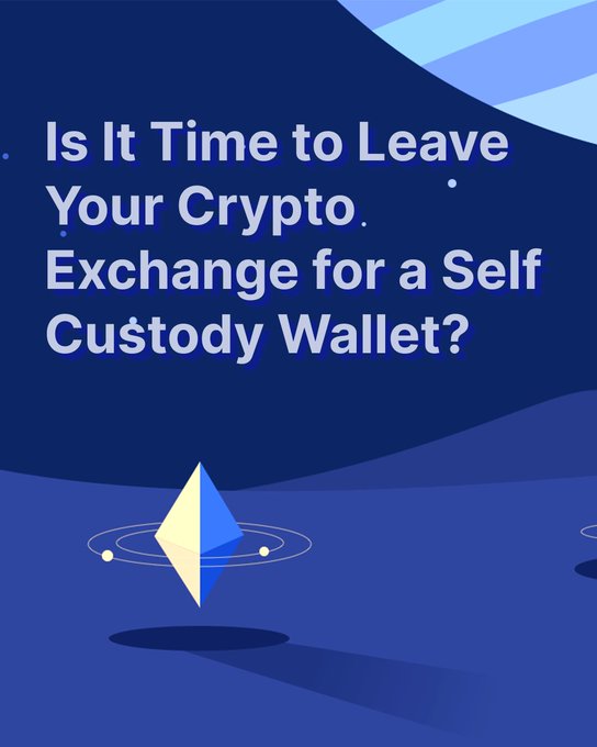 A graphic with the Ethereum logo and text asking, "Is It Time to Leave Your Crypto Exchange for a Self Custody Wallet?"