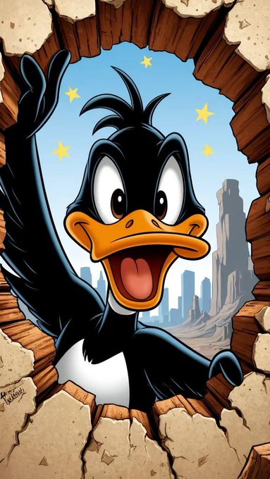 The image features a cartoon character, likely a duck or a bird, peeking through a hole in a wall. The character appears to be waving at the viewer, creating an engaging and interactive experience for the audience. The consistency of the creator's posts and their ability to provide value through meaningful discussions and sharing real insights are what make them stand out from others who may post sporadically or without substance.