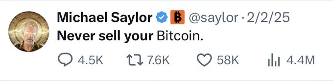 The image features a post from Michael Taylor, who has posted a message about Bitcoin. He has written that he does not sell his Bitcoins and has included a photo of himself with a caption stating "I do not sell my Bitcoins". The post also includes a hashtag #bitcoin and a link to the original post on Twitter.