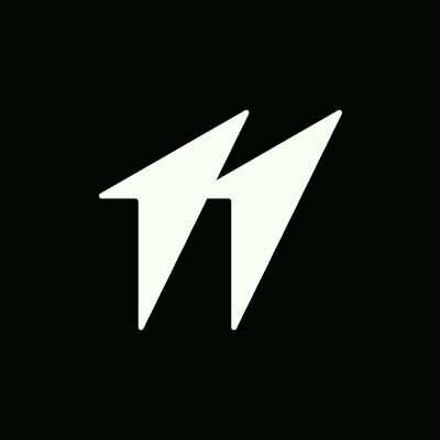 A white logo consisting of two upward-pointing stylized arrows or 'N' shapes on a black background.